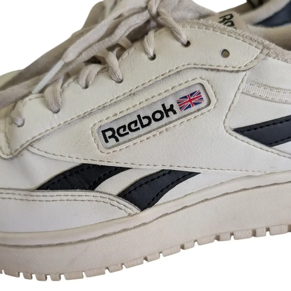 Reebok Club C Double Revenge Chalk Core Black Sneakers Size 8 Womens White Cream